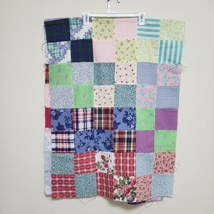 Vintage Handmade Fabric Patchwork Quilt Top 26" X 70"  Farmhouse Cottagecore